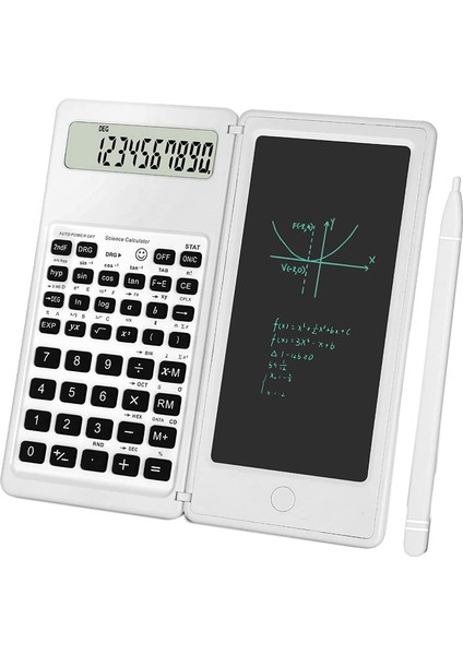 Bilimsel Hesap Makinesi 10 Haneli LCD Ekranlı Mühendislik Hesap Makinesi, Lise ve Üniversite Beyazı Için Yazma Tabletli (Yurt Dışından)