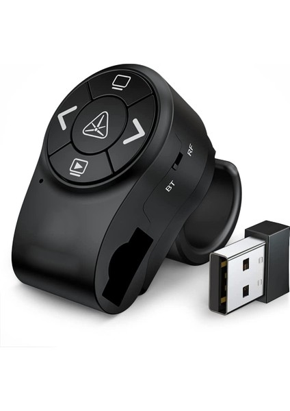 Bluetooth Kablosuz Sunucu, Rf 2.4ghz Sunum Tıklayıcısı, Parmak Yüzük Uzaktan Powerpoint Ppt Slaytlar Şarj Edilebilir (Yurt Dışından)