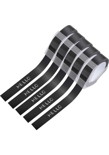 Kabartma Bandı Için 5 Paket Etiket Bandı 12MM 3D Kabartma Etiketleri, DM1595 Organizatör Xpress Pro Için Siyah Üzerine Beyaz (Yurt Dışından) modelleri