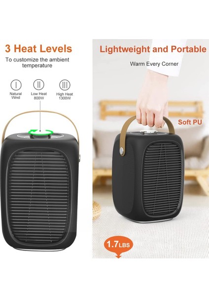 Seramik Fanlı Isıtıcı, Enerji Tasarruflu Sessiz 800 W / 1300 W Iki Güç Seviyesi, Oturma Odası Için Enerji Tasarrufu, Ab Fişi Siyah (Yurt Dışından) indirimleri