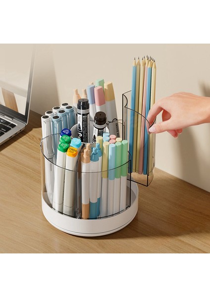 Kalemlik Organizatör Masası Için Kozmetik ORGANIZATÖR-360 Derece Dönen Kalemlik Boya Fırçası Mum Boya Işaretleyiciler Beyaz (Yurt Dışından) fırsatları