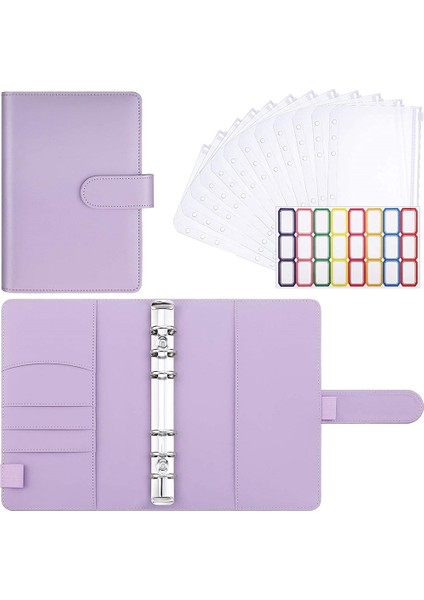 Belgeler ve Kartlar Için Pu Deri Defter Ciltleyicili 15 Parça Plastik Bağlayıcı Zarf, Mor (Yurt Dışından)