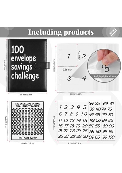 100 Zarf Mücadelesi Ciltleyici, A5 Dosyalama Dosyası, Nakit Zarflı Bütçe Defteri, 100 Zarf Tasarruf Mücadelesi 5.050 A (Yurt Dışından)