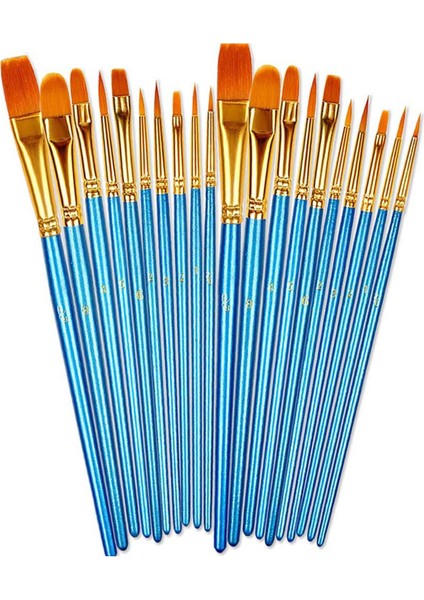 Boya Fırçaları Seti, 20 Adet Yuvarlak Sivri Uçlu Boya Fırçaları Saç Sanatçısı Yağ Suluboya Için Akrilik Boya Fırçaları, Nail Art (Yurt Dışından)