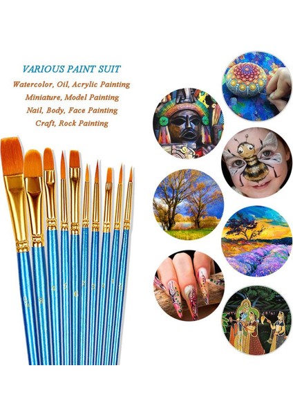Boya Fırçaları Seti, 20 Adet Yuvarlak Sivri Uçlu Boya Fırçaları Saç Sanatçısı Yağ Suluboya Için Akrilik Boya Fırçaları, Nail Art (Yurt Dışından) fırsatları