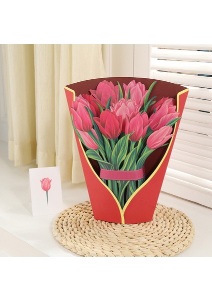 Anneler Günü Için Çiçek Çiçeği Buketi Pop-Up Kartı 3D Çiçek Buketi Kartları Tebrik Kartı A (Yurt Dışından) modelleri