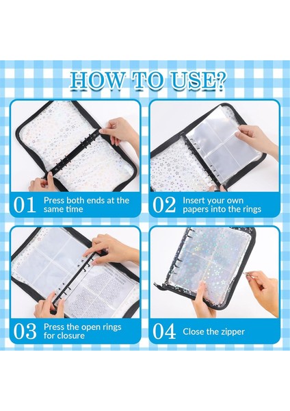A5 Fermuarlı Bütçe Klasör Kapağı, Parıltılı Yıldızlar A5 6 Telli Klasör Planlayıcısı, Şeffaf Pvc Doldurulabilir Defter Pembe (Yurt Dışından)
