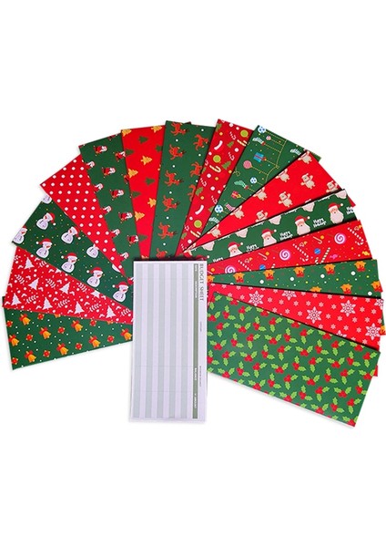 15 Noel Bütçe Zarfı + 15 Bütçe Sayfası + 24 Beyaz Etiket Çıkartma, Para Için Cüzdan Nakit Tasarruf Sistemi, Makbuz (Yurt Dışından)