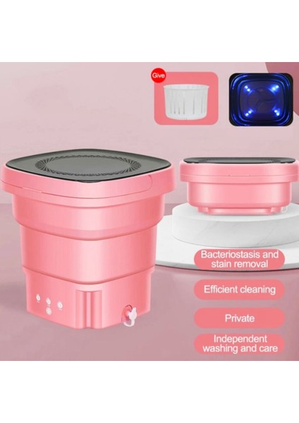 Katlanır Çamaşır Makinesi Kurutma Kovası ile Giysi Çorap Iç Temizleme Yıkama Mini Pembe Abd Plug (Yurt Dışından)