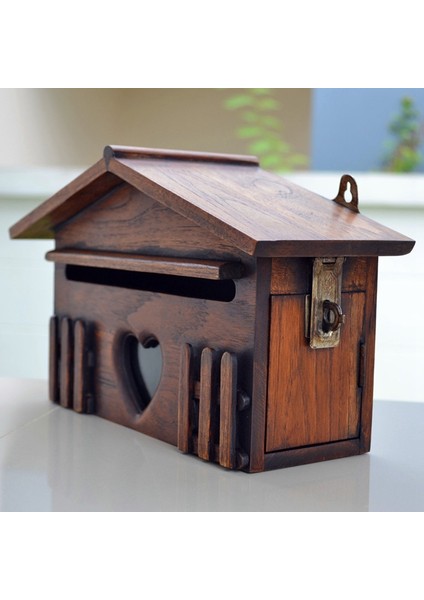 Retro Ahşap Posta Kutusu Zarif Posta Kutusu Açık Yağmur Geçirmez Öneri Kutusu Mektup Kutusu Ev Ofis Malzemeleri Için (Yurt Dışından) fiyatları