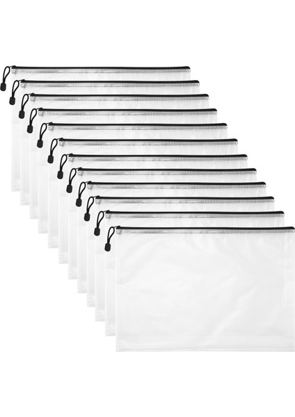 12PCS A3 Klasörü, Bilgi Fermuarlı Çanta Plastik Cüzdan Örgü Dosya Çantası Fermuarlı Çanta Fermuarlı Cüzdan (Yurt Dışından)