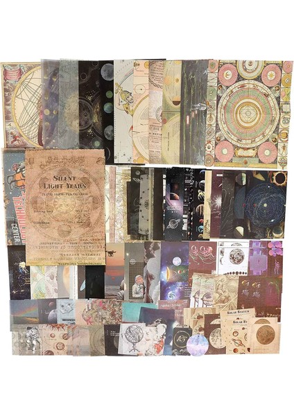 Vintage Estetik Karalama Defteri Malzemeleri Dosya Çantası Önemsiz Dergisi Dıy Kraft El Işi Kağıdı Washi Çıkartmalar Kiti, Sessiz Işık Yılı (Yurt Dışından)