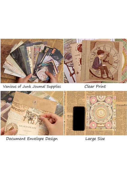 Vintage Estetik Karalama Defteri Malzemeleri Dosya Çantası Önemsiz Dergisi Dıy Kraft El Işi Kağıdı Washi Çıkartmalar Kiti, Sessiz Işık Yılı (Yurt Dışından)
