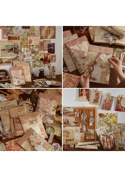 Vintage Estetik Karalama Defteri Malzemeleri Dosya Çantası Önemsiz Dergisi Dıy Kraft El Işi Kağıdı Washi Çıkartmalar Kiti, Sessiz Işık Yılı (Yurt Dışından)