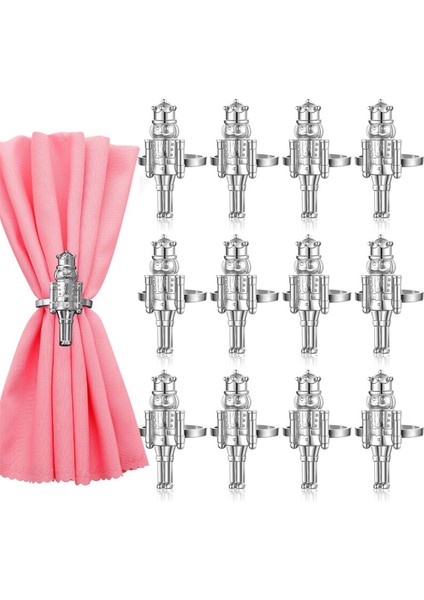 Noel Fındıkkıran Peçete Halkaları 12'li Set, Peçete Halkaları Metal Peçete Tutucular (Gümüş) (Yurt Dışından) fiyatları