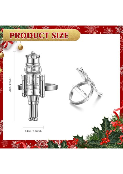 Noel Fındıkkıran Peçete Halkaları 12'li Set, Peçete Halkaları Metal Peçete Tutucular (Gümüş) (Yurt Dışından) modelleri