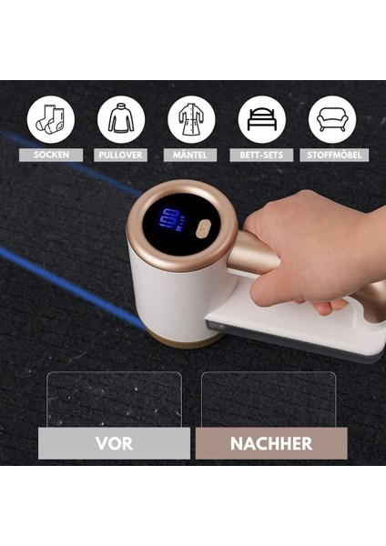 Elektrikli Lint - Giysi ve Mobilyalar Için Şarj Edilebilir Lint Sökücü - Ayarlanabilir 3 Yönlü Hız, 6 Yapraklı Bıçak, Beyaz (Yurt Dışından)