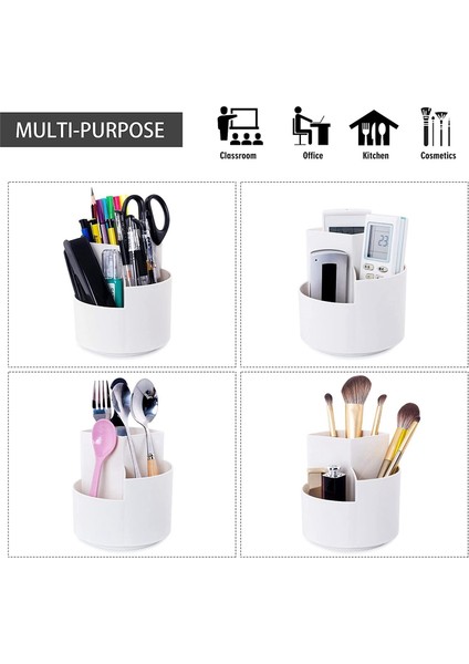 Dönen Kalemlik Çok Amaçlı 3 Bölünmüş Yuvalar Döner Kalem Kupası Kırtasiye Kalem Organizatör Ofis Ev Için Beyaz (Yurt Dışından) fırsatları