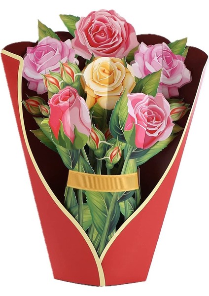 Kağıt Açılır Kartlar, Gül Çiçek Buketi 3D Açılır Anne Için Tebrik Kartları Anneler Günü Tebrik Kartları Tüm Durumlar (Yurt Dışından)