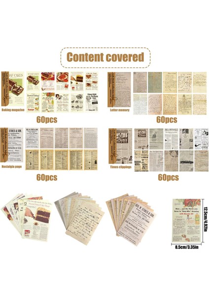 240 Sayfalık Vintage Koleksiyon Defteri Kağıdı Vintage Desenli Kağıt Seyahat Günlükleri Scrapbooking Planlamacıları Dıy Albümü Kağıt (Yurt Dışından)
