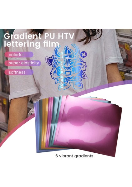 Isı Transferli Vinil, 12 Paket Vinil Levhalar Üzerinde Ütü, 6 Çeşitli Gradyan Değişim Renkleri Isı Vinil Tasarımı Için Pu Htv Vinil (Yurt Dışından) indirimleri