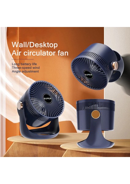 Ev Masa USB Şarj Edilebilir Hava Sirkülasyonu Elektrikli Fan 2400 Mah Pil Duvara Monte Soğutma Vantilatör Fanı B (Yurt Dışından) indirimleri