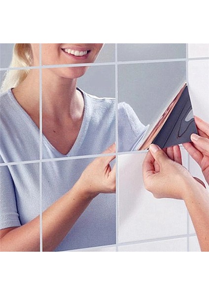 Et Kare 3D Ayna Kiremit Duvar Çıkartmaları 14.8X14.8CM Ev Odası Dekorasyon Dıy Oturma Odası Sundurma Duvar Kağıdı (Yurt Dışından)