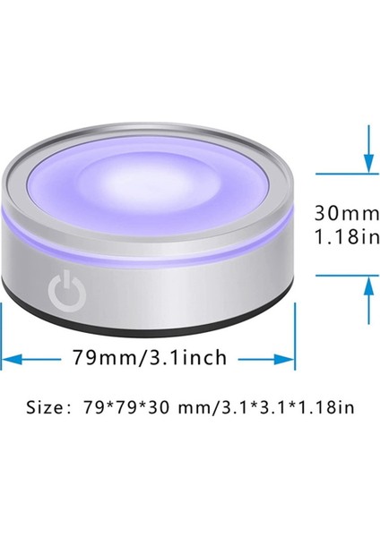 3D Kristal Cam Sanatı Fotoğraf Çerçevesi Gümüş Içbükey Için Hassas Dokunmatik Yuvarlak Renkli Stand Ekranı ile LED Işık Tabanı (Yurt Dışından)