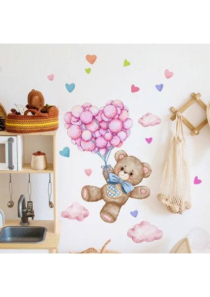 MS1636-YY Tarzı 30*60CM Karikatür Hayvan Ayı Balon Aşk Duvar Sticker Çocuk Odası Oturma Odası Yatak Odası Restoran Dekorasyon Duvar Sticker (Yurt Dışından) fiyatları