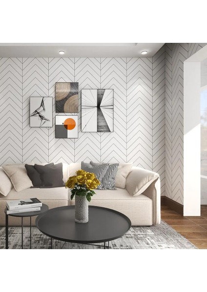 E Tarzı 0.45X1M Modern Beyaz ve Siyah Şerit Duvar Kağıdı Geometraper Duvar Kağıdı Kendinden Yapışkanlı Duvar Kağıdı Yatak Odası Mutfak Ev Için (Yurt Dışından)