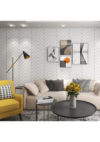 E Tarzı 0.45X1M Modern Beyaz ve Siyah Şerit Duvar Kağıdı Geometraper Duvar Kağıdı Kendinden Yapışkanlı Duvar Kağıdı Yatak Odası Mutfak Ev Için (Yurt Dışından)