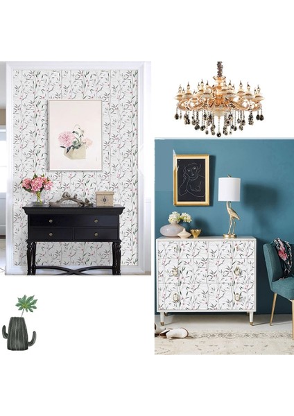 F151 Tarzı 1MX45CM Pastoral Tarzı Sanat Çiçek Kendinden Yapışkanlı Duvar Kağıtları Banyo Yatak Odası Vinil Ev Dekor Kapı Masa Mobilya Yenileme Çıkartmalar (Yurt Dışından) modelleri