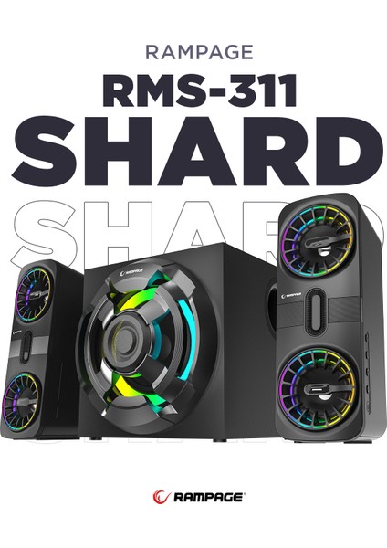 RMS-311 Shard 2+1 80W Müzik Seti - Siyah