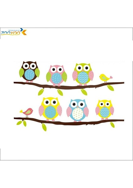 NO.1020 Tarzı Karikatür Baykuş Şube Duvar Çıkartmaları Çocuk Odaları Için Oturma Odası Yatak Odası Ev Dekor Diy Hayvan Duvar Çıkartmaları Pvc Posterler Duvar Sanatı (Yurt Dışından)