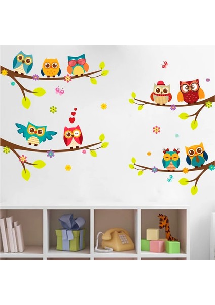 NO.1020 Tarzı Karikatür Baykuş Şube Duvar Çıkartmaları Çocuk Odaları Için Oturma Odası Yatak Odası Ev Dekor Diy Hayvan Duvar Çıkartmaları Pvc Posterler Duvar Sanatı (Yurt Dışından) modelleri