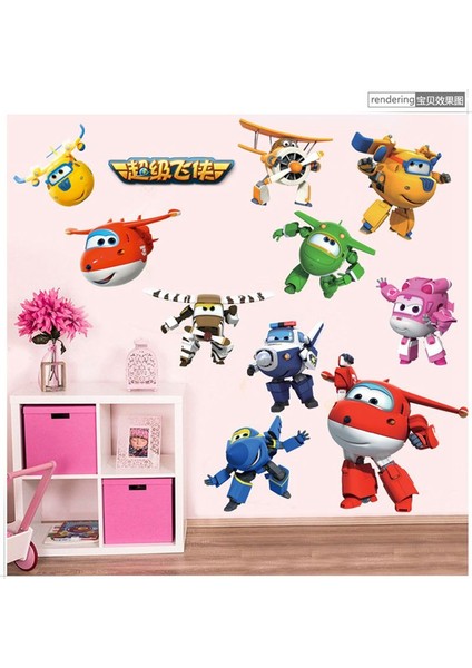 Pembe Tarzı Sıcak Karikatür Süper Kanatları Deformasyon Uçak Robot Bebek Ev Dekorasyon Anime Posterleri Duvar Çıkartması Sanat Oyunu Duvar Kağıdı Çocuk Kreş (Yurt Dışından) modelleri