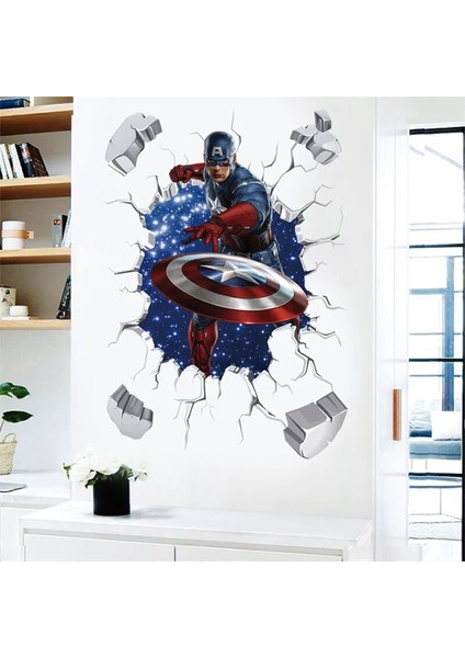 No.4 Stili 3D Kaptan Amerika'nın Kalkanı Duvar Çıkartmaları Sayesinde Çocuk Odaları Için Tuvalet Dekor Avengers Duvar Çıkartmaları Sanat Pvc Duvar Posterleri (Yurt Dışından) modelleri