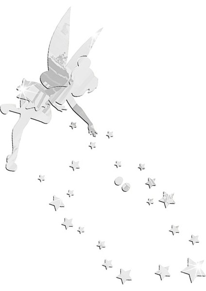 Gümüş Tarzı Peri Duvar Aynası Akrilik Aynalı Dekoratif Tinker Bell Duvar Çıkartmaları Ev Dekorasyon (Yurt Dışından) modelleri