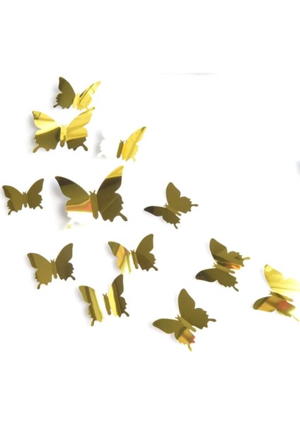 Altın Tarzı Kelebek Ayna Duvar Sticker 3D Suncatcher Çıkartması Duvar Sanatı Çıkarılabilir Düğün Dekorasyon Çocuk Odası Buzdolabı Etiket (Yurt Dışından)