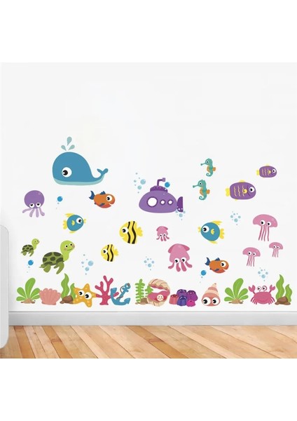 NO.389 Tarzı Sualtı Balık Kabarcık Tekne Kaplumbağa Duvar Sticker Çıkartmaları Banyo Yatak Odası Kreş Pencere Dekor Kreş Çıkartmaları Posteri Duvar (Yurt Dışından) modelleri