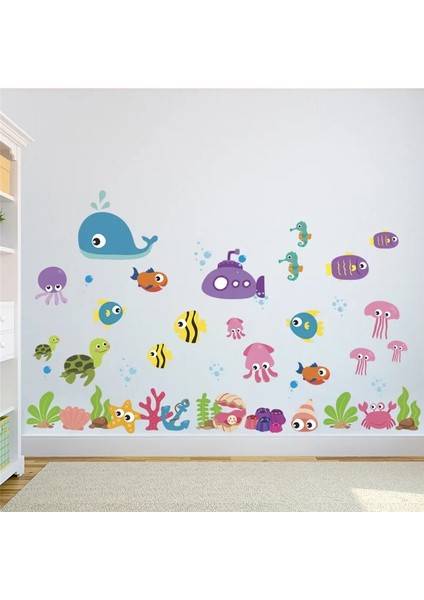 NO.389 Tarzı Sualtı Balık Kabarcık Tekne Kaplumbağa Duvar Sticker Çıkartmaları Banyo Yatak Odası Kreş Pencere Dekor Kreş Çıkartmaları Posteri Duvar (Yurt Dışından) fırsatları