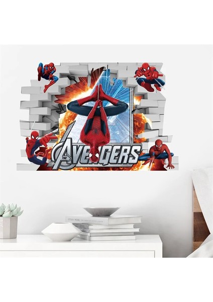 No.17 Tarzı Karikatür Örümcek Adam Avenger Duvar Çıkartmaları Çocuk Odası Çocuk Yatak Odası Dekoru Ev Siyah Panter Film Duvar Boys Odası Dekor (Yurt Dışından) fırsatları