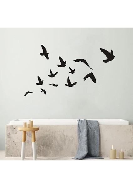 Yeşil Stil Uçan Kuşlar Duvar Çıkartması, Ofis Ev Dekor Odası Için 12 Vinil Duvar Çıkartması Set Sanat, Oturma Odası Için Kuşlar Duvar Sticker (Yurt Dışından)