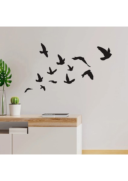 Yeşil Stil Uçan Kuşlar Duvar Çıkartması, Ofis Ev Dekor Odası Için 12 Vinil Duvar Çıkartması Set Sanat, Oturma Odası Için Kuşlar Duvar Sticker (Yurt Dışından)