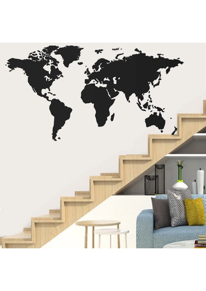 Siyah Stil 57X104CM Modern Ev Dekor Dünya Haritası Duvar Sticker Vinil Iç Tasarım Yatak Odası Oturma Odası Dünya Haritası Duvar Çıkartması Çıkarılabilir (Yurt Dışından) fırsatları