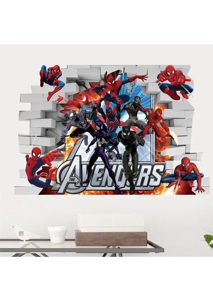 No.17 Tarzı 3D Canlı Örümcek Adam Avenger Duvar Çıkartmaları Çocuk Odası Çocuk Yatak Odası Dekoru Ev Siyah Panter Film Duvar Boys Odası Dekor (Yurt Dışından) fiyatları