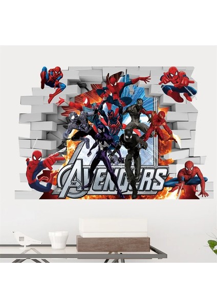 No.13 Tarzı Karikatür Örümcek Adam Avenger Duvar Çıkartmaları Çocuk Odası Çocuk Yatak Odası Dekoru Ev Siyah Panter Film Duvar Boys Odası Dekor (Yurt Dışından) indirimleri