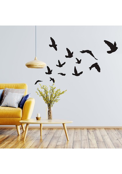 Kırmızı Stil Uçan Kuşlar Duvar Çıkartması, Ofis Ev Dekor Odası Için 12 Vinil Duvar Çıkartması Set Sanat, Oturma Odası Için Kuşlar Duvar Sticker (Yurt Dışından)