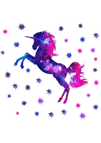 Bordo Tarzı Mor Yıldızlı Gökyüzü Karanlıkta Glow Unicorn Duvar Sticker Çocuk Odası Ev Dekor Kız Yatak Odası Aydınlık Unicorn Floresan Çıkartması (Yurt Dışından) indirimleri