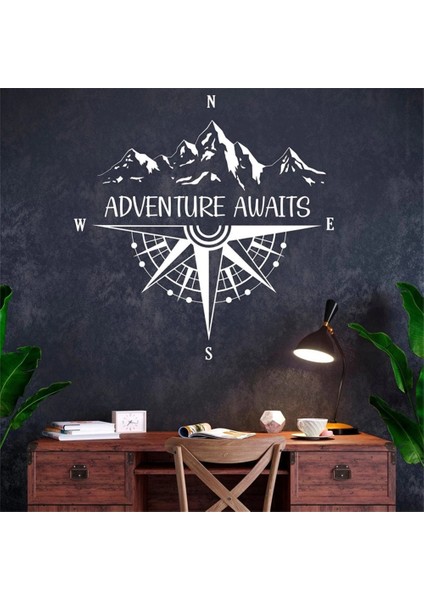 Gri Tarzı 42X43CM Macera Bekliyor Duvar Çıkartması Dağ Pusula ile Seyahat Sanat Denizcilik Ev Dekor Odası Yatak Odası Duvar Sticker Çıkarılabilir Duvar (Yurt Dışından) modelleri